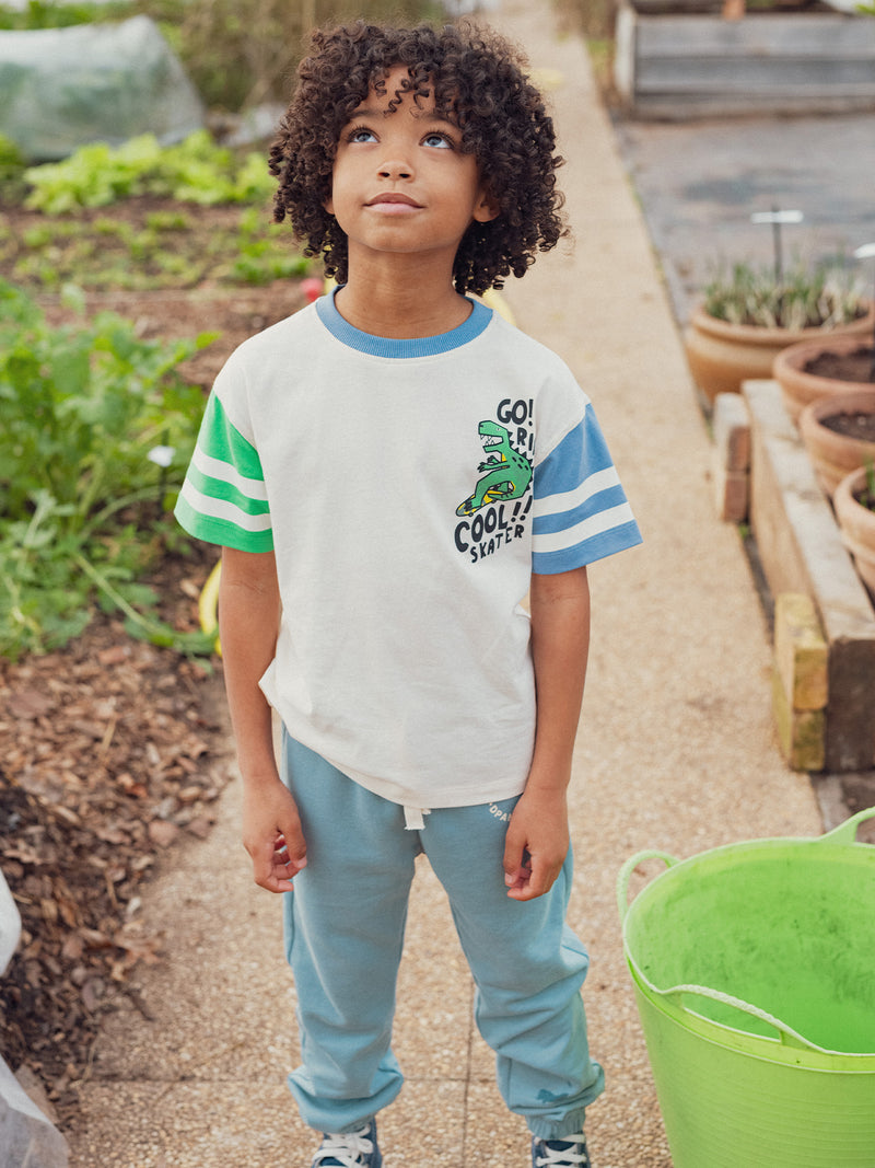 T-shirt écru animation dinosaure pour garçon