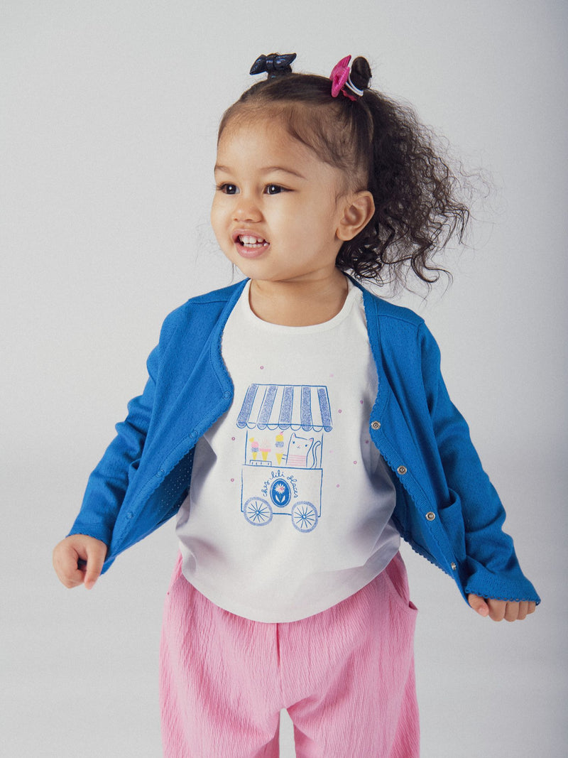Cardigan en maille pointelle Bleu cobalt pour bébé fille