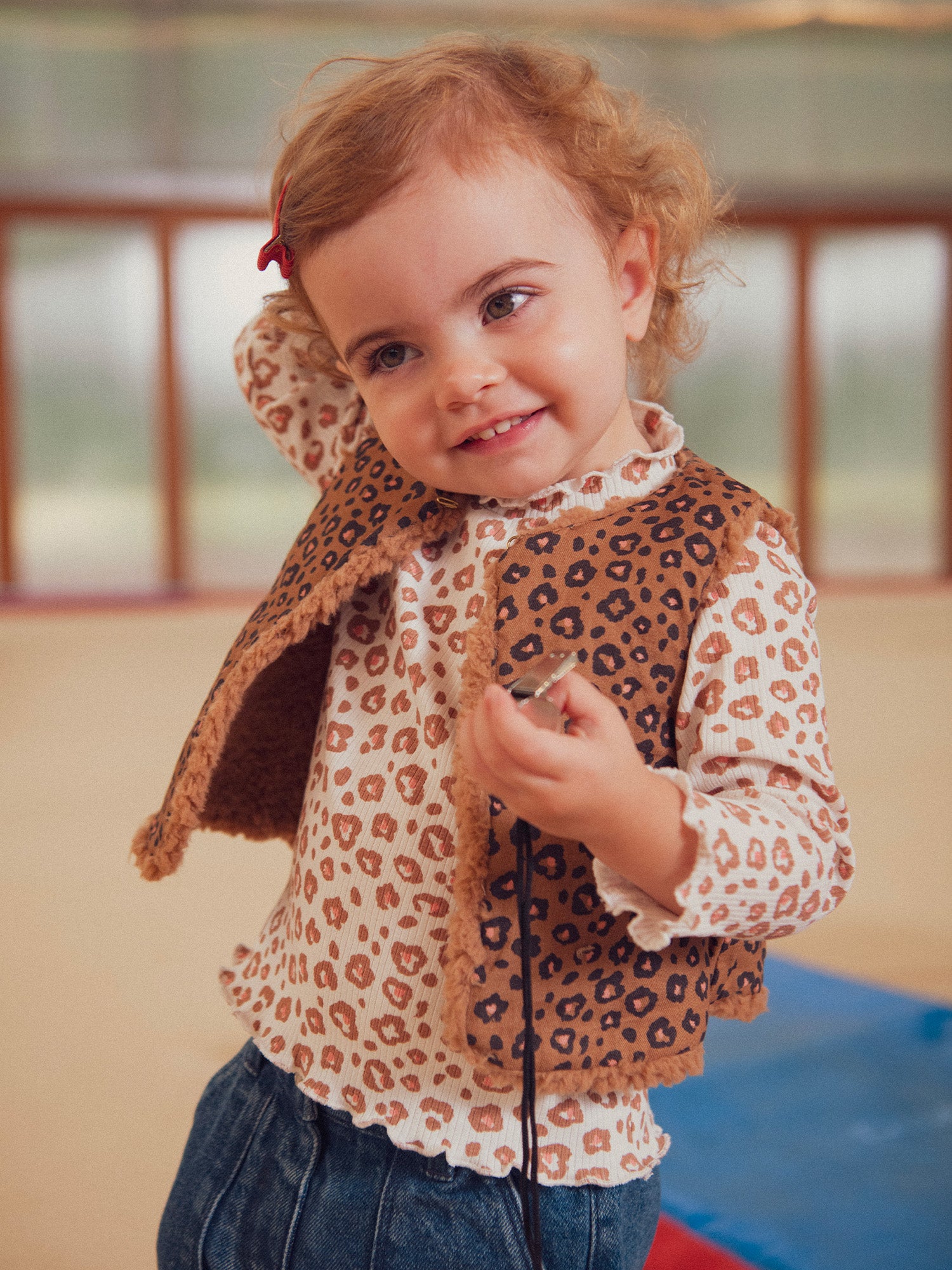 Cardigan léopard  réversible pour bébé fille