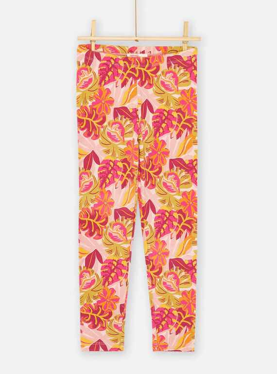 Legging rose et orange à imprimé exotique SYACOULEG / 23WI01L1CALD329