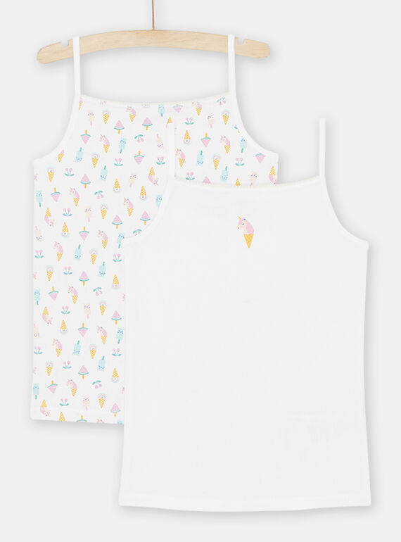 Lot de 2 débardeurs écrus assortis fille SEFADEBICE / 23WH1162HLI000