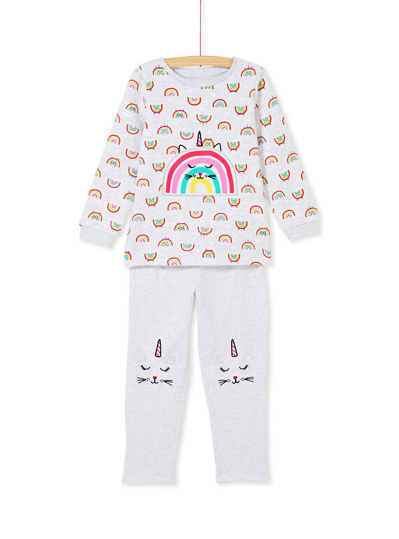 Pyjama enfant fille imprimé arc en ciel KEFAPYJSKY / 20WH11B4PYJ943