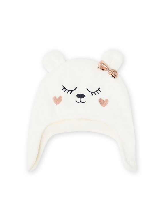 Bonnet écru motif chat soft boa bébé fille MYIPLABON1 / 21WI0962BON001