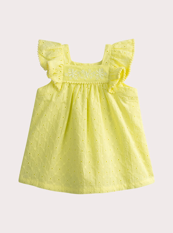Robe jaune pastel pour bébé fille WIMAROB3 / 25SG0961ROBB115