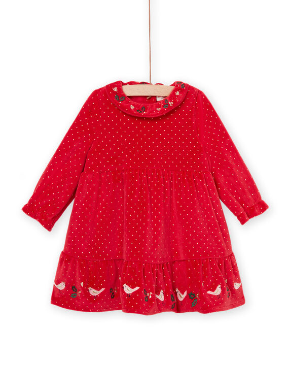 Robe à manches longues en velours à imprimé pois PINOROB1 / 22WG09V1ROBF529