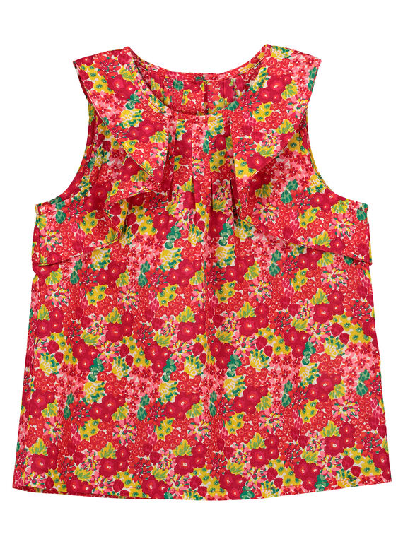 Blouse fleurie à volants fille FAYECHEM / 19S901M1CHE099