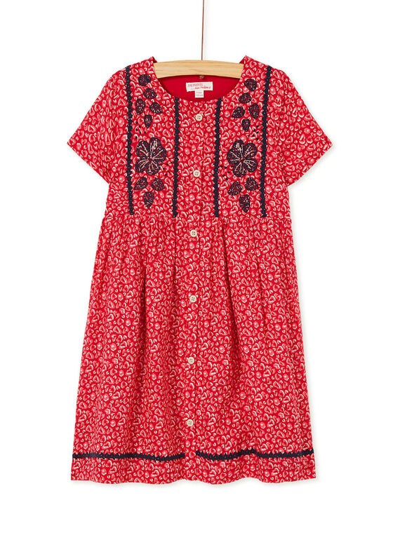 Robe manches courtes imprimé léopard et broderie fleurie KABRIROB4 / 20W901F1ROB408