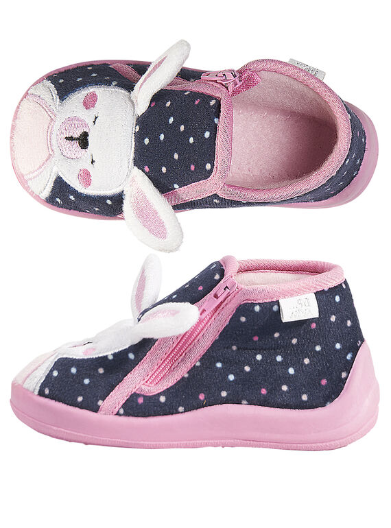 Chausson lapin velours bleu bébé fille GBFBOTLAP / 19WK37Z3D0A070