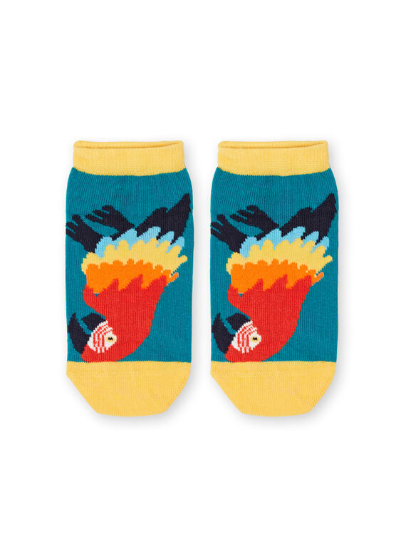 Chaussettes bleues et jaune enfant garçon LYOBONSOQ / 21SI02W1SOQC225