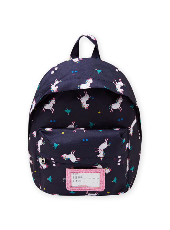 Sac à dos à imprimé licorne, fleur et oiseau enfant fille MYACLABAG / 21WI01G1BESC205