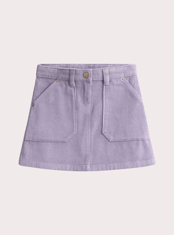Jupe courte violette en velours côtelé pour fille VAPERJUP1 / 24W901R2JUP326