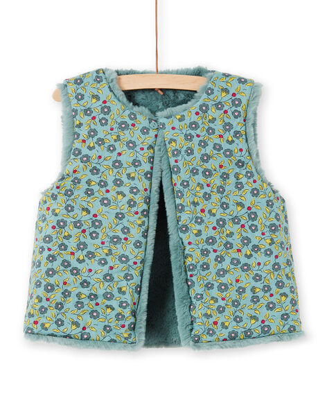 Gilet sans manches réversible brodé en fausse fourrure enfant fille MAKACAR2 / 21W901I2CAR612