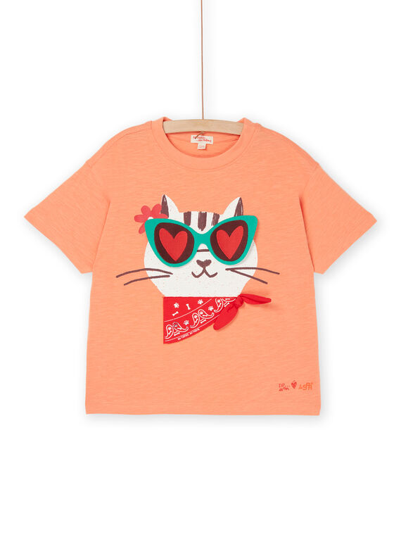 T-shirt orange à manches courtes à animation animalier - Mixte ROSPATI4 / 23S902P2TMCE413
