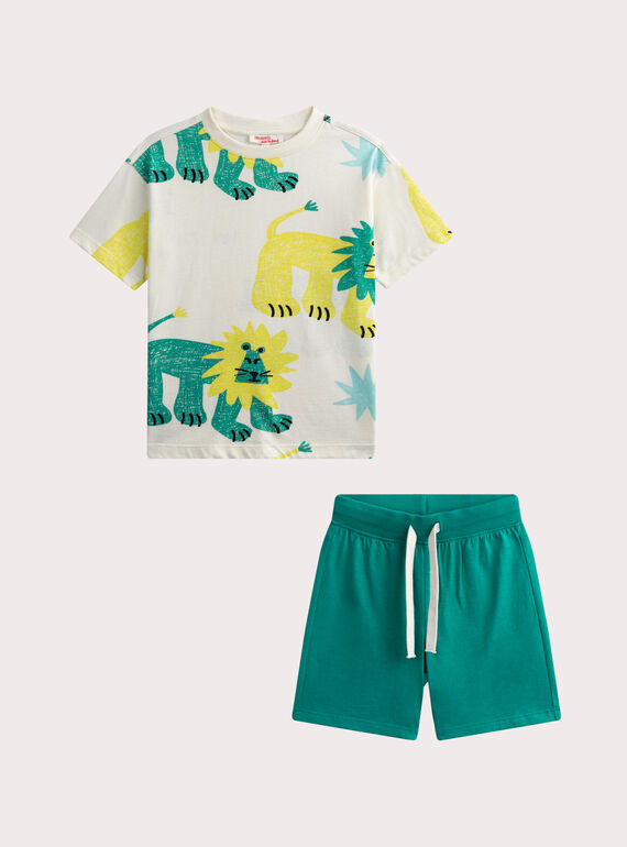 Ensemble t-shirt imprimé lion et short vert WOPLAENS3 / 25S902O4ENS005