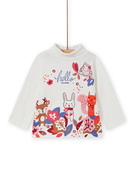 Sous-pull col montant écru motif fantaisie animaux bébé fille MIFUNSOUP / 21WG09M1SPL001