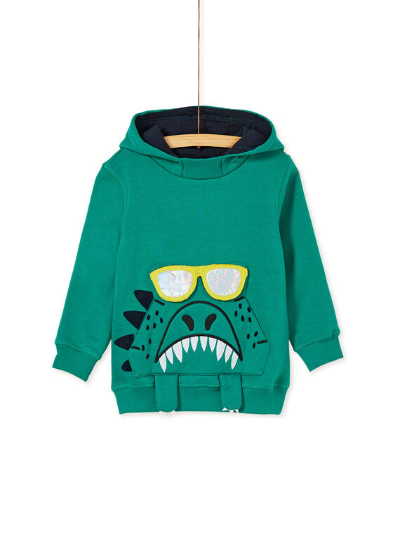 Sweat à capuche vert enfant garçon. KORESWE / 20W902G1D5EG626