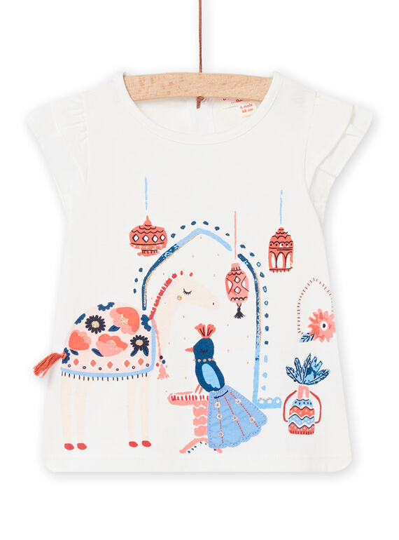 T-shirt écru avec animation fantaisie bébé fille NISANTI2 / 22SG09S1TMC001