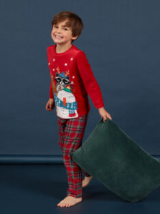 Ensemble pyjama rouge en velours motif Noël fantaisie enfant garçon MEGOPYJNOANI / 21WH12F1PYJ505