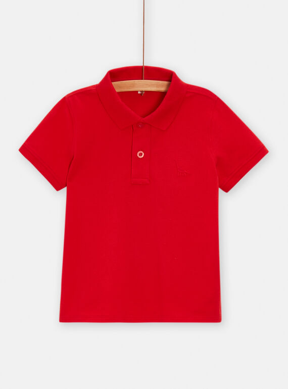 Polo rouge avec broderie dinosaure pour garçon TOJOPOL2 / 24S90294POLF518