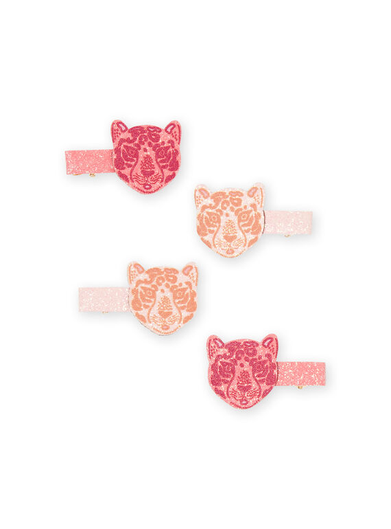 Lot de 4 barettes léopard à paillettes enfant fille MYAJOCLIC1 / 21WI01S1BRT953