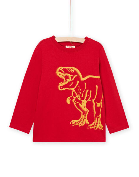 T-shirt manches longues rouge à motif dinosaure POJOTEE1 / 22W902B4TML505