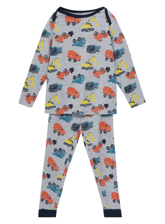 Pyjama en côte 1x1 gris chiné enfant garçon JEGOPYJAOP / 20SH1225PYJ943