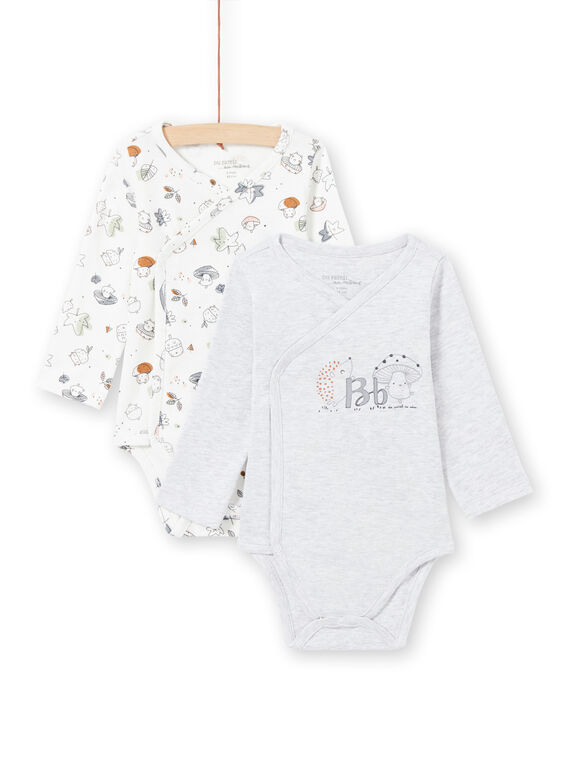 2 bodys blanc et gris naissance mixte MOU1BOD3 / 21WF0541BODJ920