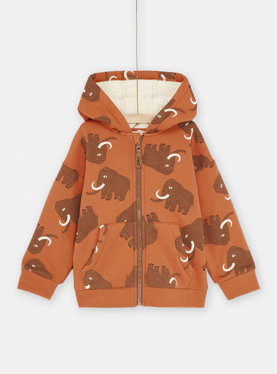 Sweat à capuche marron à imprimé mammouth SOCOUGIL1 / 23W902L1GILE414