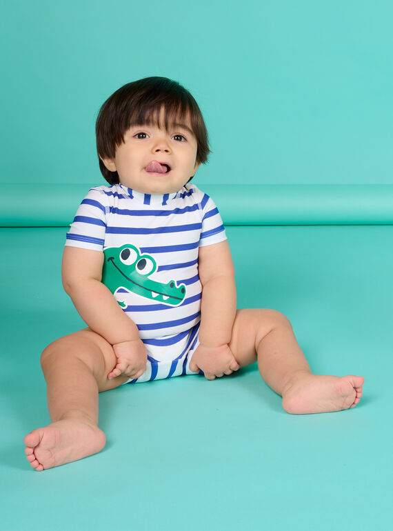 Combinaison de bain blanche et bleue bébé garçon NYUCOMUV / 22SI10L1MAI000