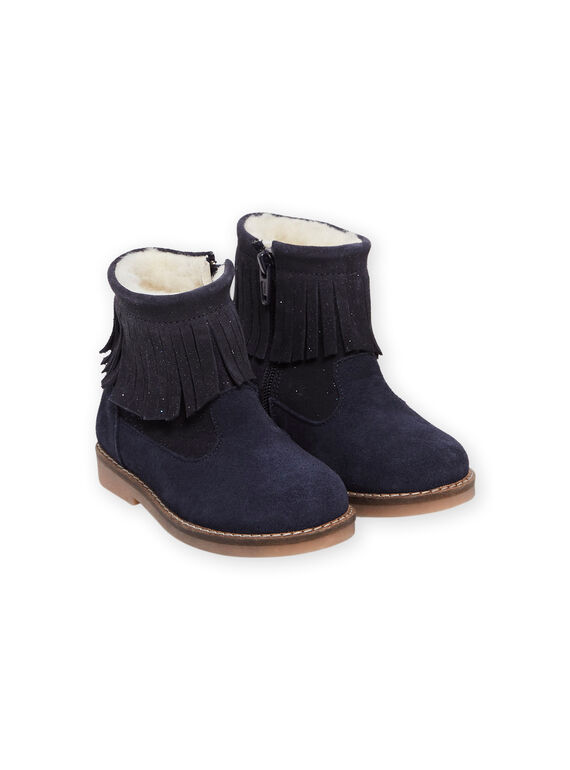 Boots à franges bleu marine enfant fille MABOOTFRANY / 21XK3582D0D070