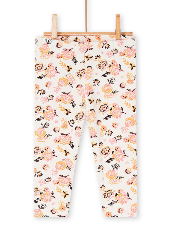 Legging écru imprimé fleuri bébé fille LYIPOELEG1 / 21SI09Y1CAL001