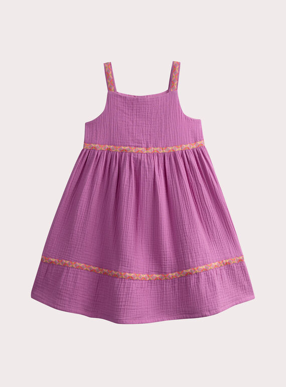Robe violette mi-longue à bretelles contrastées WALIROB4 / 25S901T4ROB708
