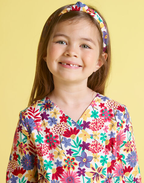 Robe kimono imprimé fleuri coloré enfant fille MAMIXROB2 / 21W901J3ROB009