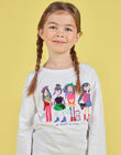 T-shirt écru motif fantaisie à sequins réversibles enfant fille MAMIXTEE4 / 21W901J5TML001