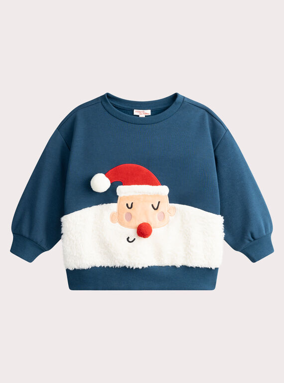 Sweat bleu animation Père Noël pour garçon VOWASWE / 24W902T1SWE715