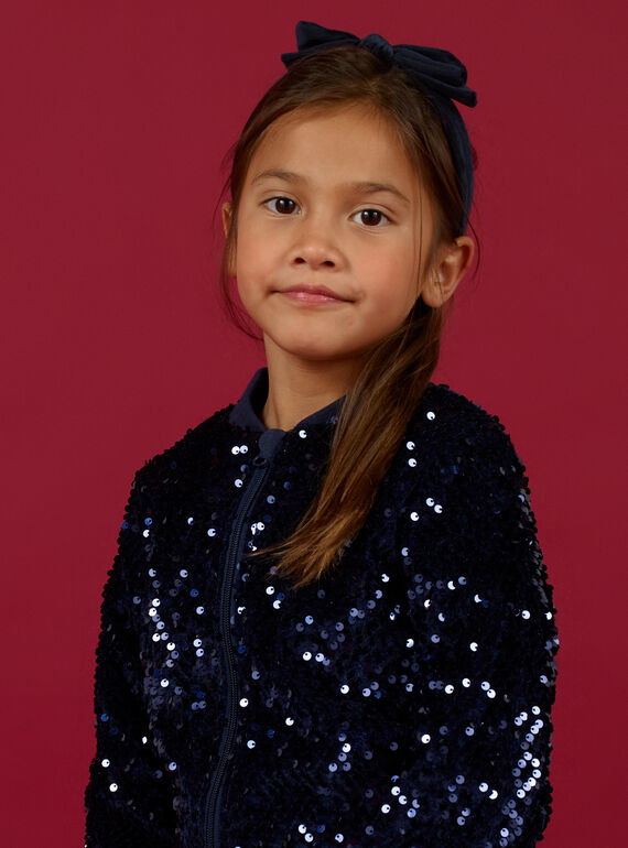 Teddy bleu marine à sequins enfant fille MANOCAR / 21W901Q1CAR070