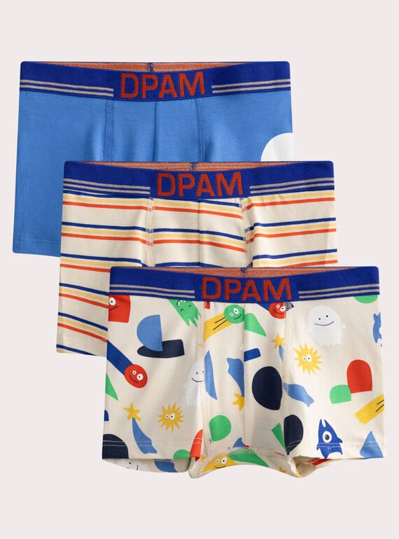 Boxer fantaisie lot de 3 pour enfant garçon WEGOBOXGEO / 25SH12C4BOX002