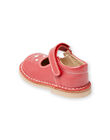 Salomés rouges en cuir à motif lapin bébé fille LBFBABLAPIN / 21KK3731D13050
