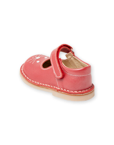 Salomés rouges en cuir à motif lapin bébé fille LBFBABLAPIN / 21KK3731D13050