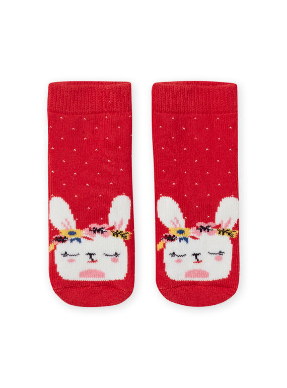 Chaussettes rouges à pois motif lapin bébé fille LYIHACHOB / 21SI09X1SOQ505