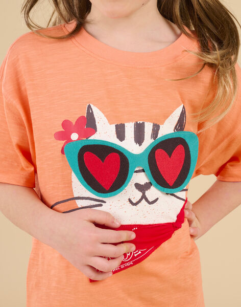 T-shirt orange à manches courtes à animation animalier - Mixte ROSPATI4 / 23S902P2TMCE413