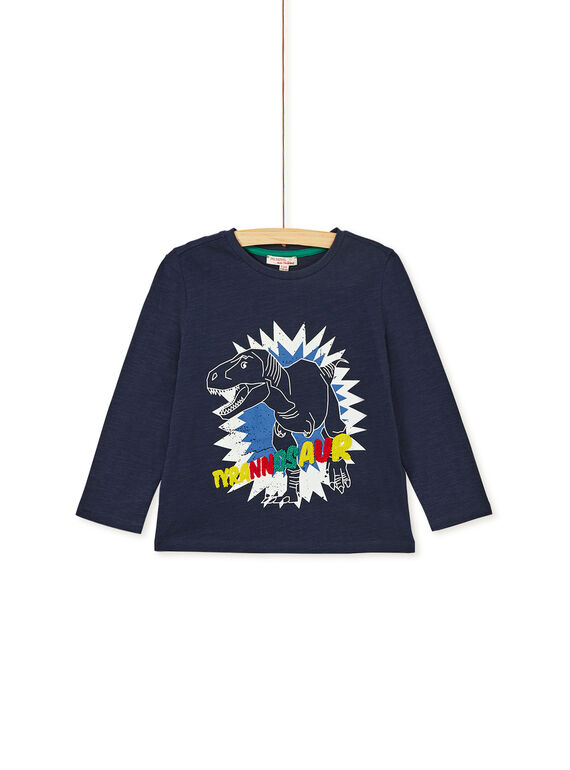 Tee shirt bleu marine enfant garçon qui brille dans le noir. KORETEE4 / 20W902G1TML705