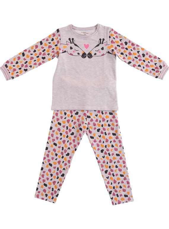 Pyjama gris chiné en molleton enfant fille GEFAPYJGIR / 19WH11N6PYJ943
