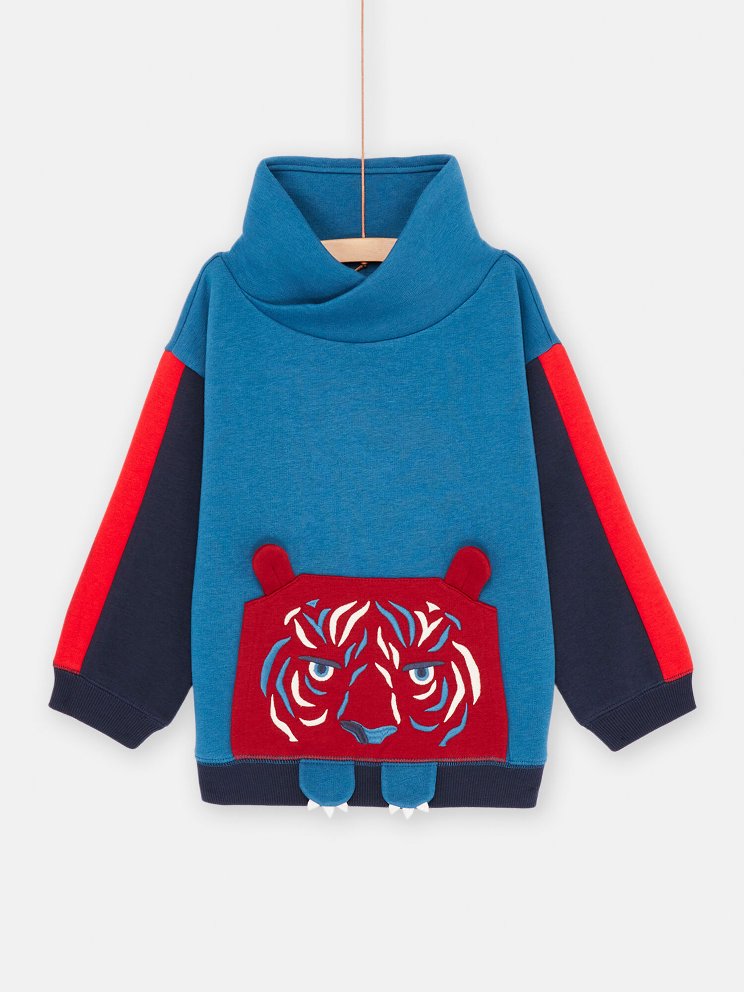 Sweat bleu a animation tigre garcon Pull Sweat Gilet DPAM