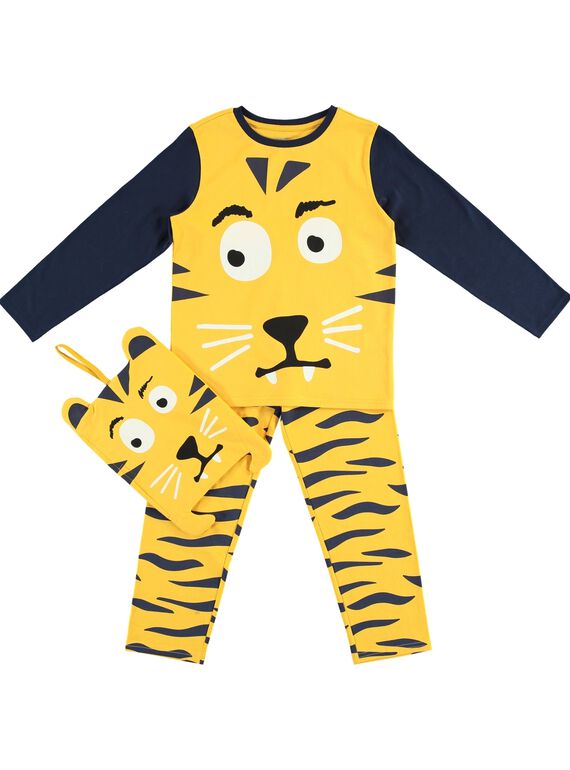 Pyjama déguisement jaune enfant garçon avec son range-pyjama JEGOPYJMAN3 / 20SH12L1PYG106