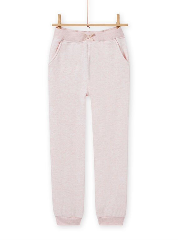 Pantalon de jogging rose chiné enfant fille