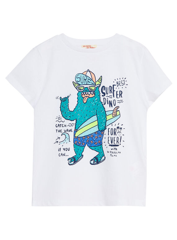 Tee shirt garçon blanc imprimé monstre JOQUATI5 / 20S902R2TMC000