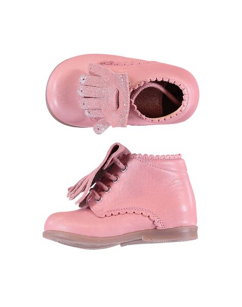 Bottillon Cuir Rose Avec Franges Amovible Bebe Fille 50 Bebe Dpam