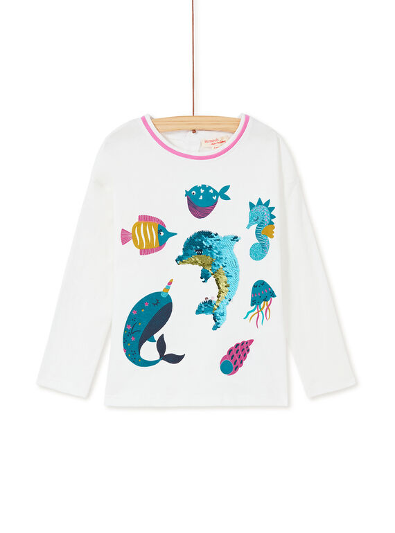 T-shirt manches longues, imprimé poisson et dauphin en sequins magique  KAECOTEE1 / 20W901H4TML001