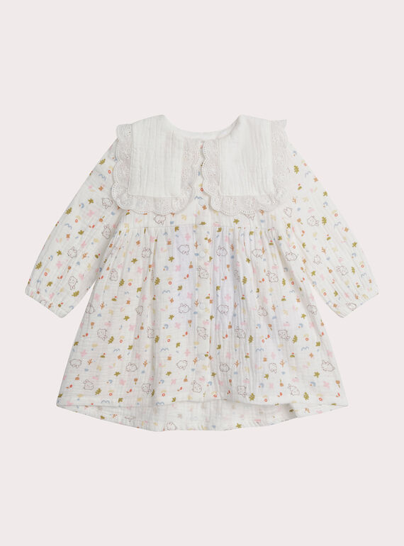 Robe blanche de naissance imprimée fantaisie XOU1ROB / 25WF0351ROB000